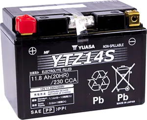 YUASA BATTERY YTZ® 12V 150 MM X 87 MM X 110 MM LEAD ACID MAINTENANCE FREE REPLACEMENT BLACK