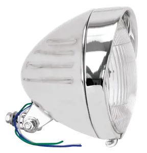 Zodiac (Genuine Zodiac Products) CHROME SPRINGER STYLE HEADLIGHT, LATE MODEL WITH GROOVES AND VISOR