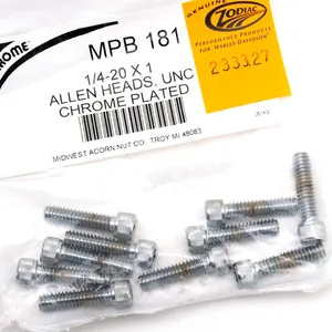 Midwest Acorn Nut Company CHROME PLATED ALLEN HEAD SCREWS ASSORTMENT KNURLED