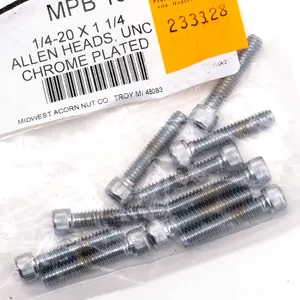 Midwest Acorn Nut Company CHROME PLATED ALLEN HEAD SCREWS ASSORTMENT KNURLED