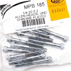 Midwest Acorn Nut Company CHROME PLATED ALLEN HEAD SCREWS ASSORTMENT KNURLED