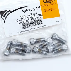 Midwest Acorn Nut Company CHROME PLATED ALLEN HEAD SCREWS ASSORTMENT KNURLED