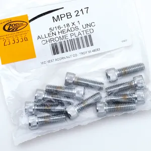 Midwest Acorn Nut Company CHROME PLATED ALLEN HEAD SCREWS ASSORTMENT KNURLED