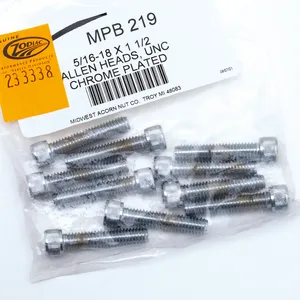 Midwest Acorn Nut Company CHROME PLATED ALLEN HEAD SCREWS ASSORTMENT KNURLED