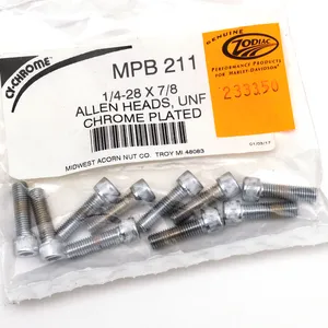Midwest Acorn Nut Company CHROME PLATED ALLEN HEAD SCREWS ASSORTMENT KNURLED