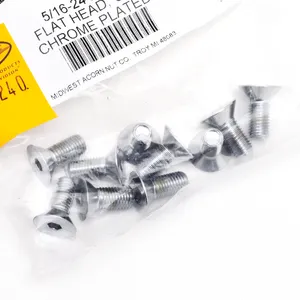 Midwest Acorn Nut Company CHROME PLATED COUNTER SUNK FLAT HEAD SOCKET SCREWS