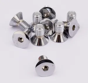Midwest Acorn Nut Company CHROME PLATED COUNTER SUNK FLAT HEAD SOCKET SCREWS