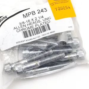 Midwest Acorn Nut Company CHROME PLATED GRADE-8 ALLEN HEAD SOCKET SCREWS