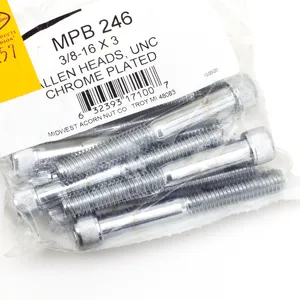 Midwest Acorn Nut Company CHROME PLATED GRADE-8 ALLEN HEAD SOCKET SCREWS