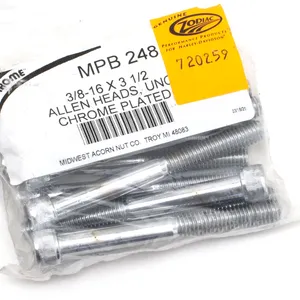 Midwest Acorn Nut Company CHROME PLATED GRADE-8 ALLEN HEAD SOCKET SCREWS