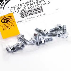 Midwest Acorn Nut Company CHROME PLATED INDENTED HEX SERRATED FLANGE BOLTS ASSORTMENT