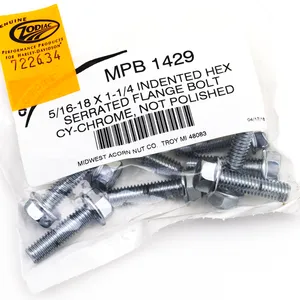 Midwest Acorn Nut Company CHROME PLATED INDENTED HEX SERRATED FLANGE BOLTS ASSORTMENT