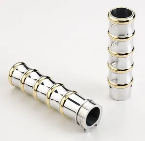 Kustom Tech K-Tech Retro Grip Set, Polished Aluminum & Brass