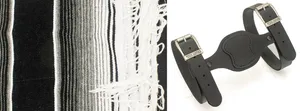 Texas Leather Texas Leather Blanket Holder, Black, with Serape B&W Blanket