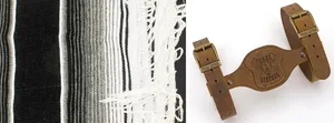 Texas Leather Texas Leather Blanket Holder, Ranger Brown, with Serape B&W Blanket