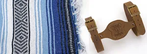 Texas Leather Texas Leather Blanket Holder, Ranger Brown, with Cobalt/Blue/White/Blk Blanket